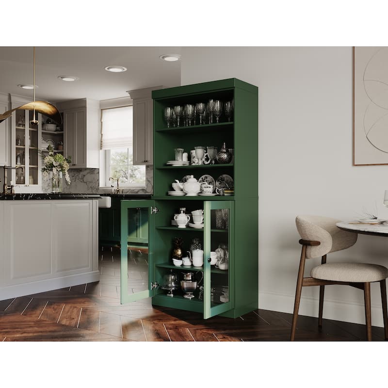 100% Solid Wood 32" Kitchen Pantry Cabinet with 2 Doors by Palace Imports