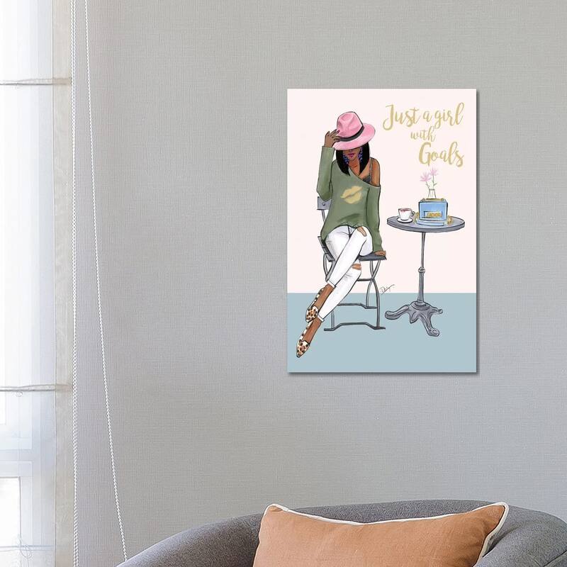 iCanvas 'Just a Girl With Goals - Dark Skin' by Rongrong DeVoe Print - 26x18x1.5