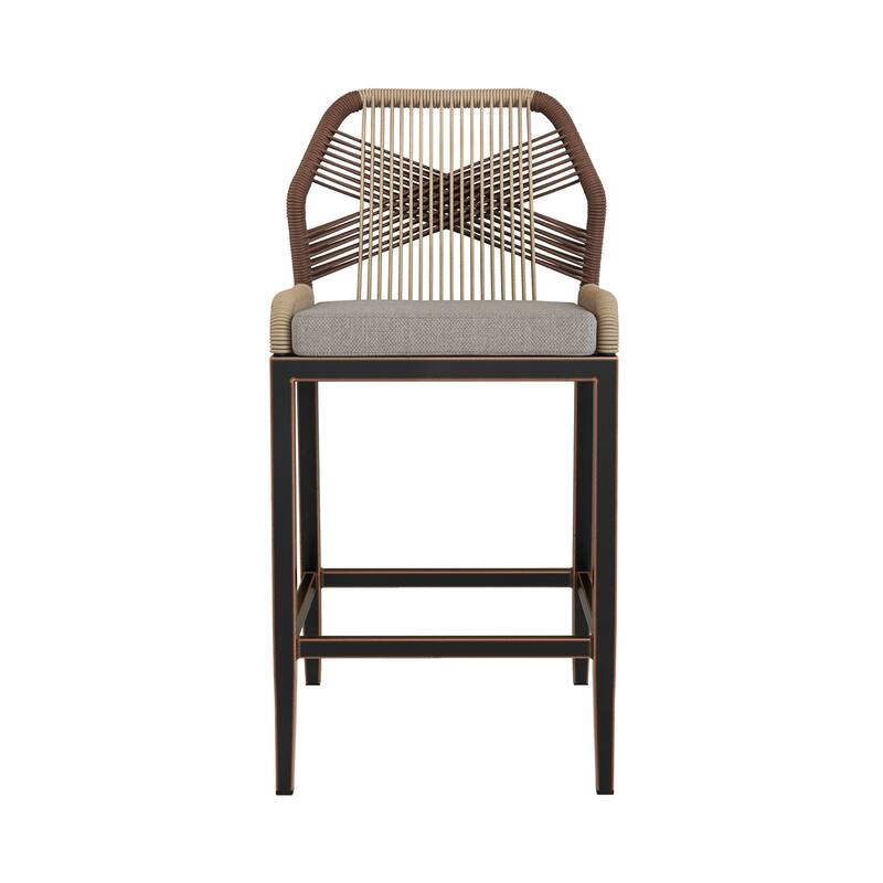 Modern Aluminum Counter Height Bar Stools, Upholstered Counter Stools with Back - 27.5"H