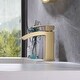 preview thumbnail 3 of 7, Waterfall Bathroom Sink Faucet Single Handle Bathroom Faucet Brushed Gold One Holes Modern Basin Vanity Taps With Deck Plate