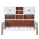 preview thumbnail 14 of 12, Twin Platform Bed with Storage Shelves, Cabinets, and Walnut Accents, White+Walnut