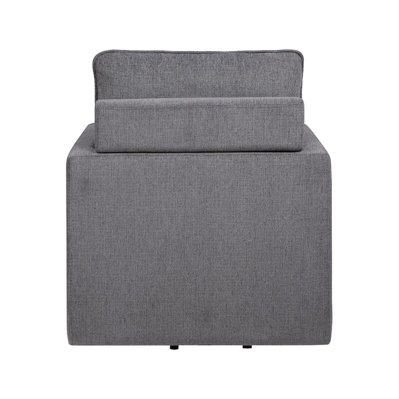 Kamile Transitional Linen Cushion Back Swivel Armchair by Furniture of America