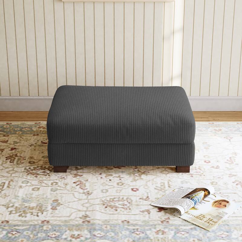 Modern Corduroy Fabric Oversized Accent Ottoman