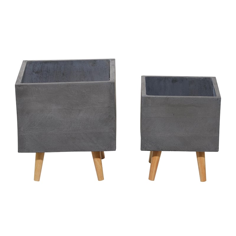 Ceramic Planter - Set of 2 Dark Gray - Roche River Decor