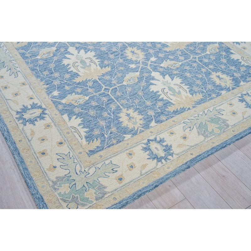 Exquisite Rugs Claremont Oushak Handmade Hand-tufted New Zealand Wool on Canvas Blue/Ivory Area Rug