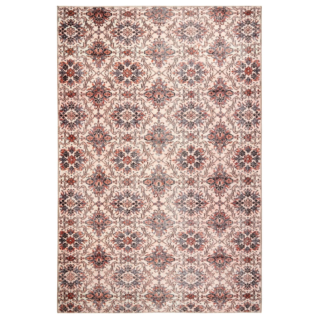 Terra by Obeetee Bergen Floral Tile Beige Rug