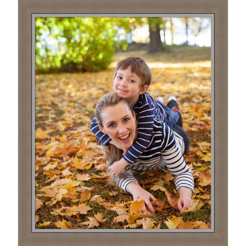 Eva Black Silver Narrow Framed Picture Frame, Photo Frame - 20x24 - Eva Brown Narrow