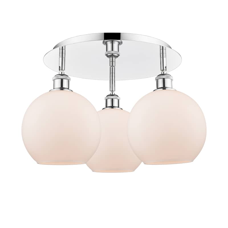 Innovations Lighting Athens - 3 Light 20" Flush Mount - Polished Chrome/Matte White