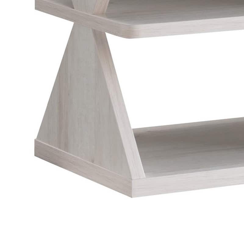 60 Inch TV Media Entertainment Console with 4 Shelves, 3 Drawers, Oak White