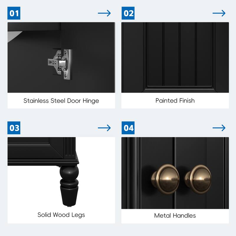 20" Bathroom Vanity with Sink, Bathroom Cabinet with Two Doors, Magnetic Door Stopper and Adiustable Foot Pads, A Drawer, Black