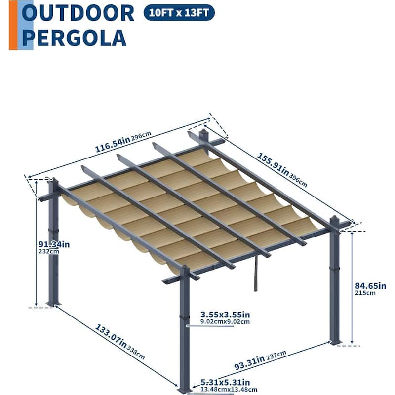 10x13 Ft Patio Outdoor Pergola and Gazebos for Existing Deck, Backyard Garden Porch