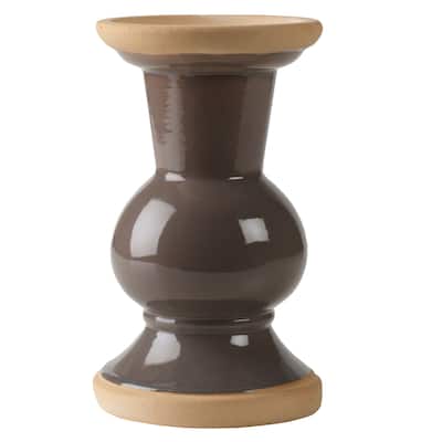 Elements Gray Ceramic Candle Holder, 7 Inch