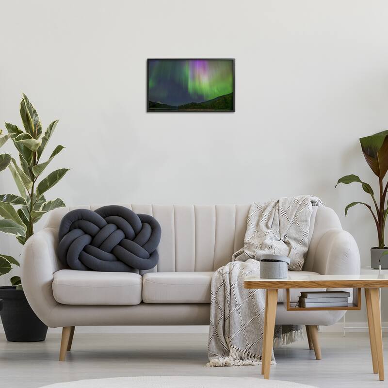 Stupell Green Glowing Northern Lights Framed Giclee Art Design By Nancy Crowell