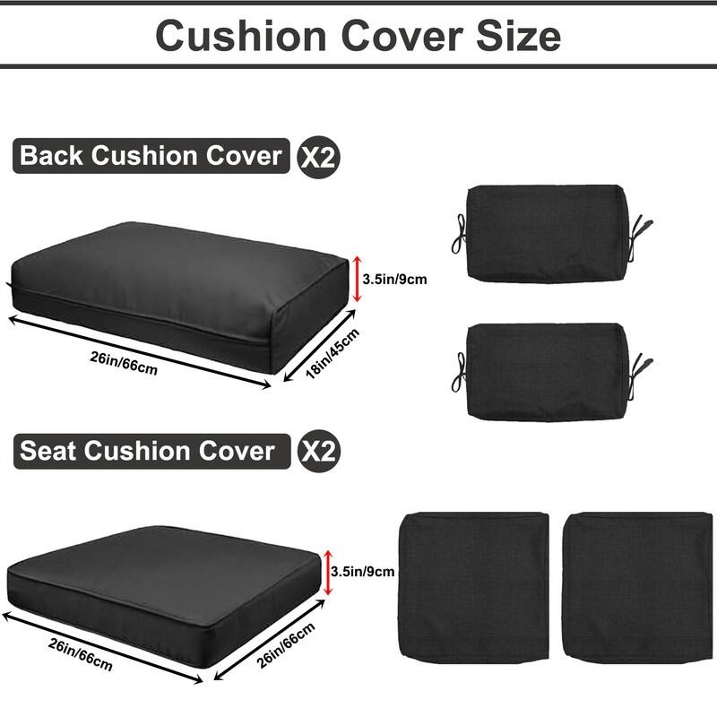 Outdoor Patio Cushion Covers Replacement, Waterproof Furniture Cushion Slipcovers, for Wicker Rattan Sectional Couch Chair