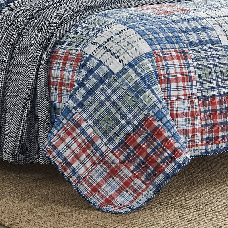 Nautica Raeford Cotton Reversible Blue Quilt Set