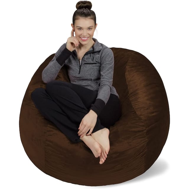 4-foot Bean Bag Chair Large Memory Foam Bean Bag - Chocolate