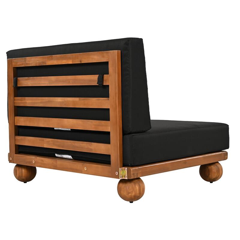 Scott Living Dulcie 4 Piece Outdoor Acacia Wood L Shape Setional Sofa with Removable Cushions