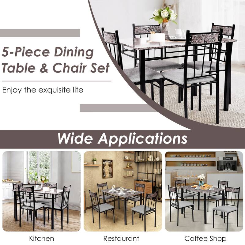 5 Piece Kitchen Dining Table Set Modern Table and Chairs Set