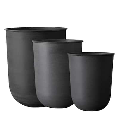 Glazed Planter Pots - 19.5" - Black - Set of 3
