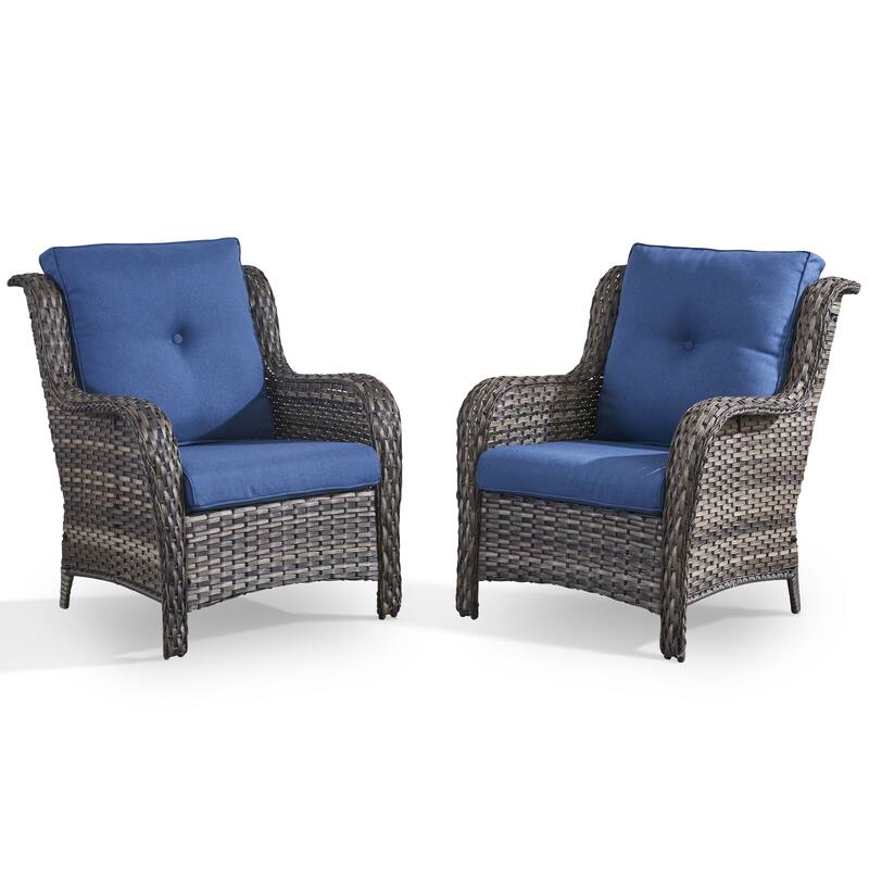 Gymojoy Outdoor Wicker Club Chairs Patio Seating with Olefin Weather-Resistant Cushions