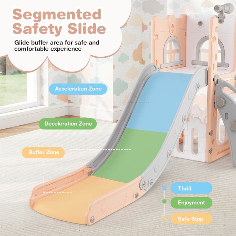 Costway 6 in 1 L-shaped Toddle Slide for Toddlers Age 1-3 Baby Slide