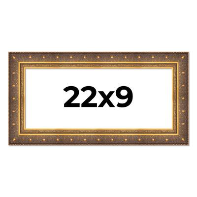 22x9 Frame Gold Real Wood Picture Frame inches Interior Frame Depth 1 inches Museo Bronze Ornate Photo Frame with UV Acrylic