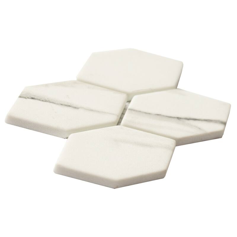 The Tile Life Recycled Serenity 1.75x2.88 White Matte Glass Hexagon Mosaic Wall & Backsplash Tile