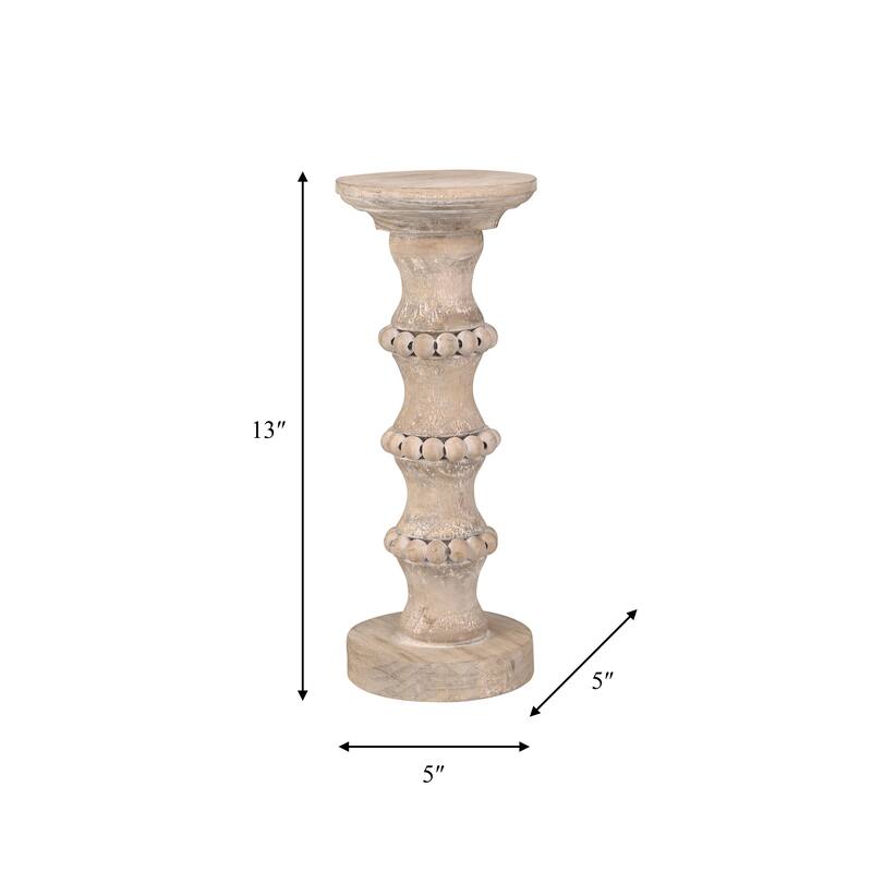 Sagebrook Home Artisanal Wood Pillar Candle Holders