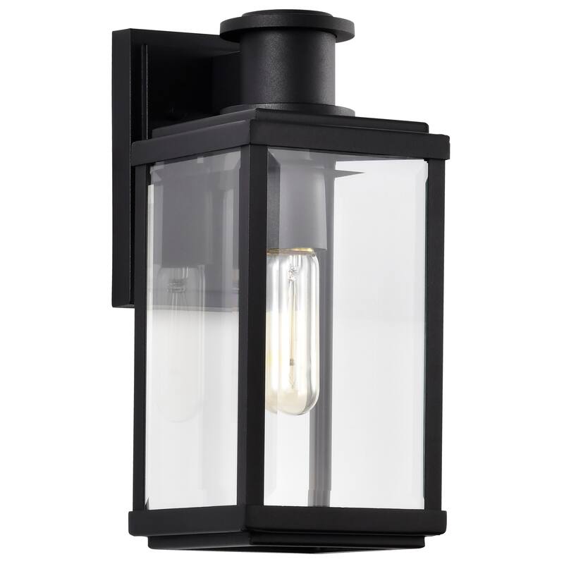 Luca Small Outdoor Lantern Sand Black Finish Clear Beveled Glass - Sand Black - Sand Black
