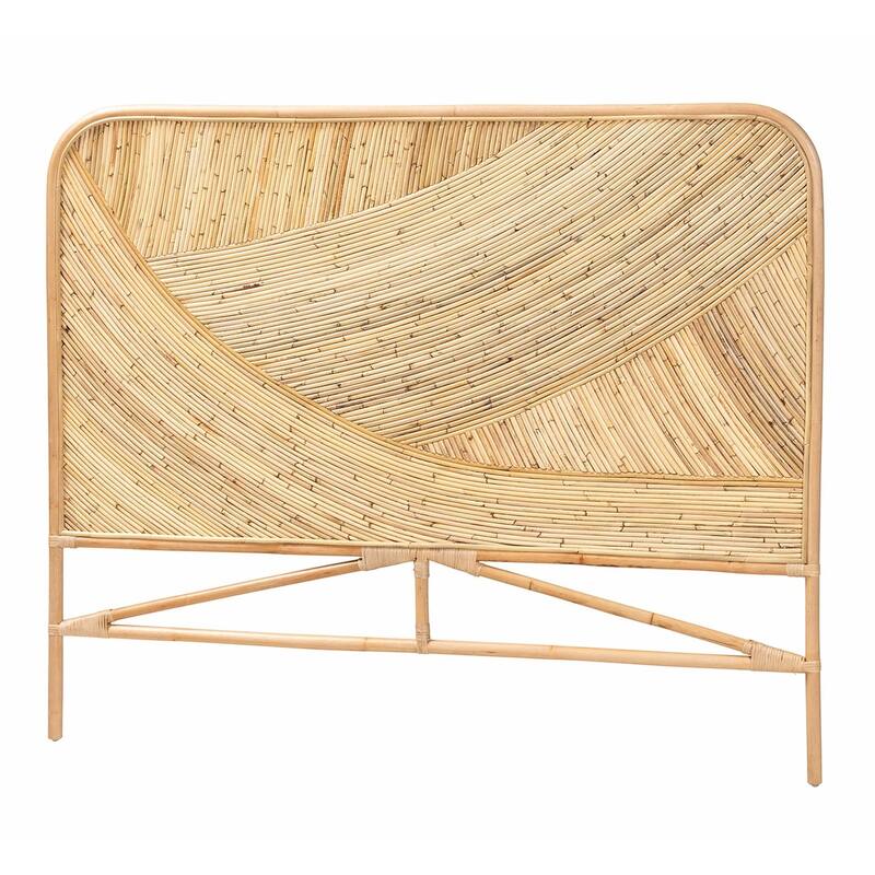 Rattan Headboard Boho Modern Wall Decor 59.4" Natural Brown Bedroom Accent