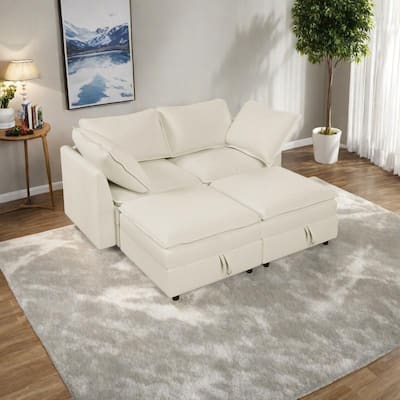 67" Chenille Modular 4-Piece Sectional Sofa with Under-Seat Storage, 4-Seater and Sturdy Plywood Frame