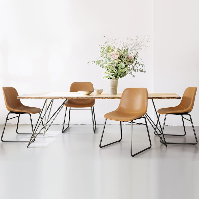 18 in. Modern Faux Leather Upholstered Kitchen Dining Chairs Set of 4 With Metal Frame - 22.83 in.W x 20.28 in.D x 31.89 in.H