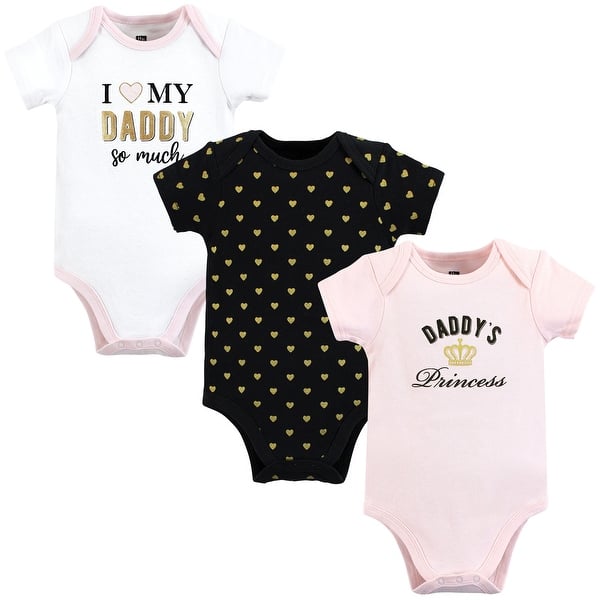 slide 1 of 1, Hudson Baby Infant Girl Cotton Bodysuits, Daddys Princess 0-3 Months - Love Daddys Princess