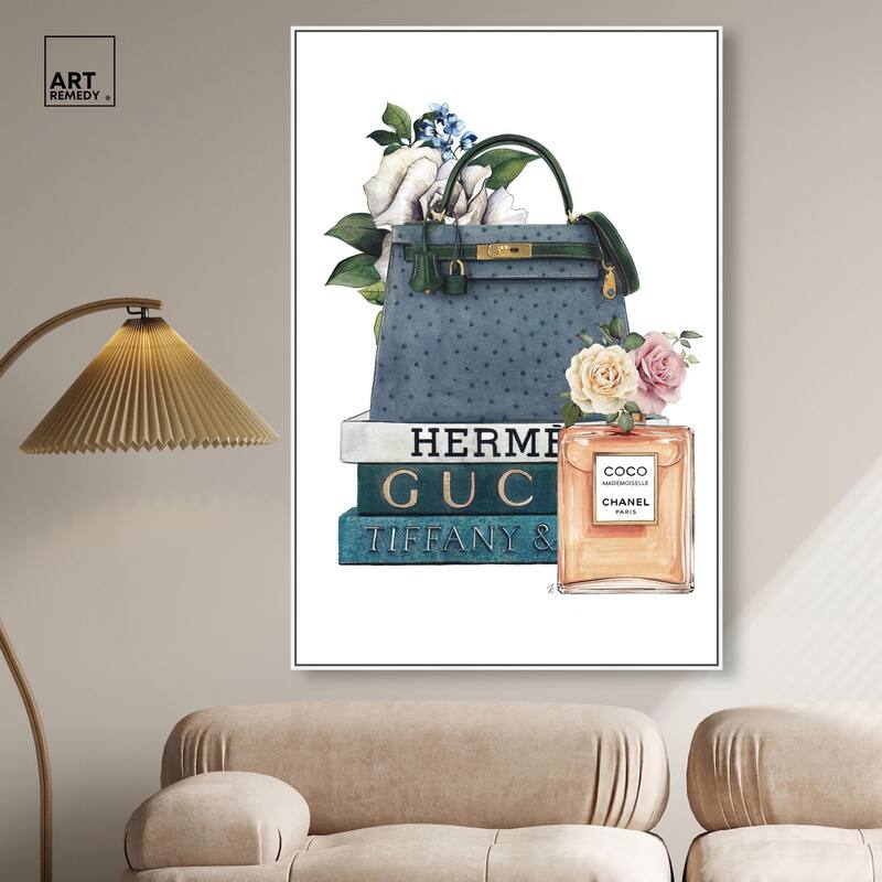 Books and Coco Orange Canvas by Art Remedy