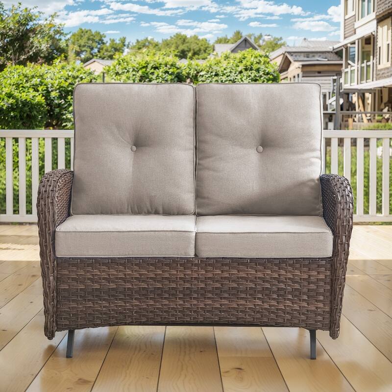 Gymojoy Stylish Patio Loveseat Glider Sofa with Cushions