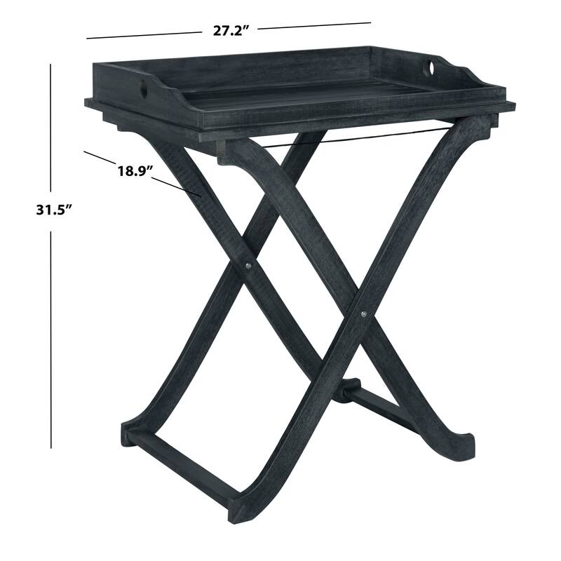 SAFAVIEH Outdoor Anastasiia Acacia Wood Folding Tray Table - 19Wx27Dx32H