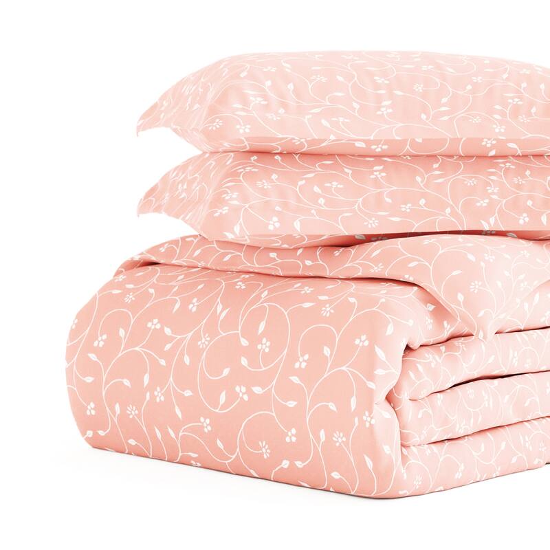 Becky Cameron Oversized Pink Buds Pattern 3 Piece Duvet Cover Set