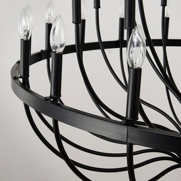 24-Light Black Chandelier Industrial Iron Candle Chandelier
