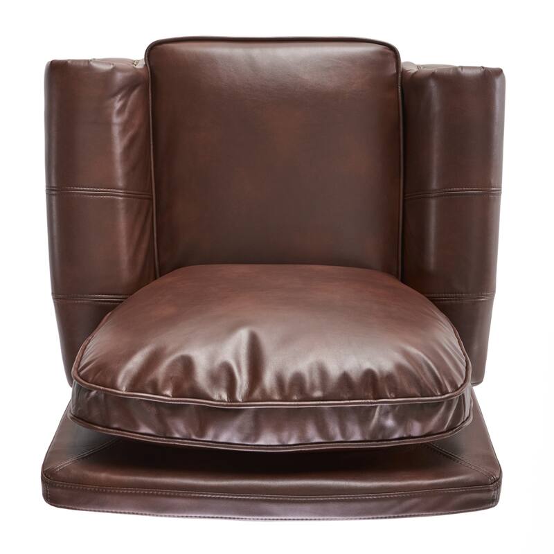 Pushback Recliner Chair, Faux Leather Armchair Push Back Recliner with Rivet Decoration Single Sofa Accent Chair