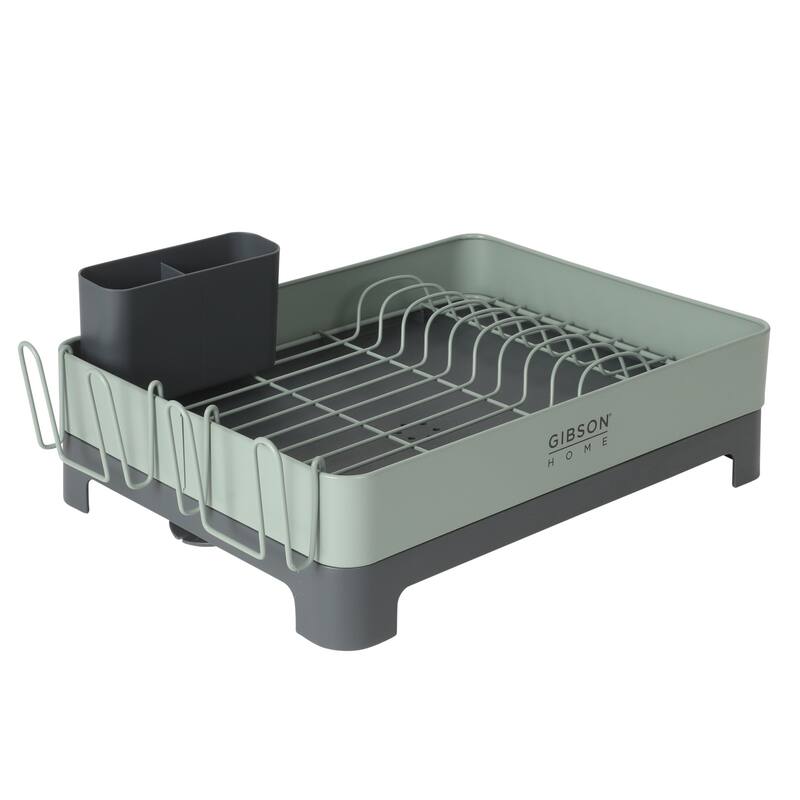 Gibson Home Nestcraft Full Size Rust Resistant Dish Rack with Drain Board and Flatware Caddy