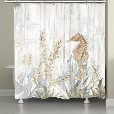 Laural Home Seahorse Seaweed Shower Curtain 71x72