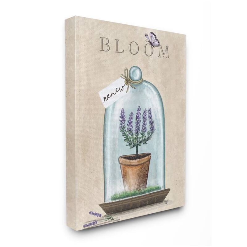 Stupell Bloom and Renew Text Purple Lavender Cloche Canvas Wall Art - 24 x 30