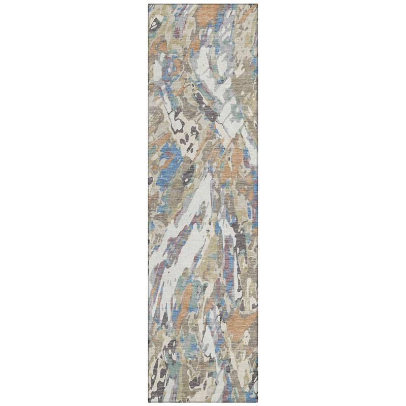 Machine Washable Indoor/ Outdoor Brushstrokes Chantille Rug