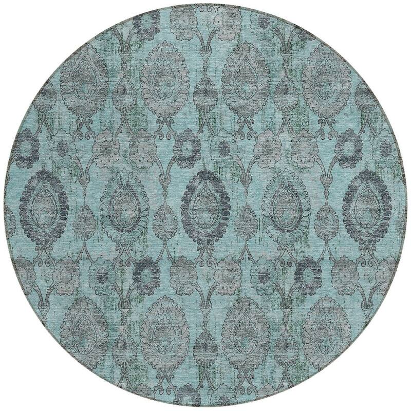 HomeRoots Damask Transitional Rectangle Outdoor Rug