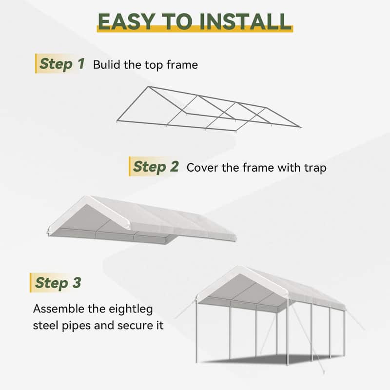 Aoxun 10x20 ft Heavy Duty Carport