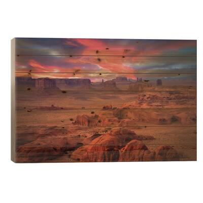 Hunts Mesa Print On Wood by Michael Zheng - Multi-Color
