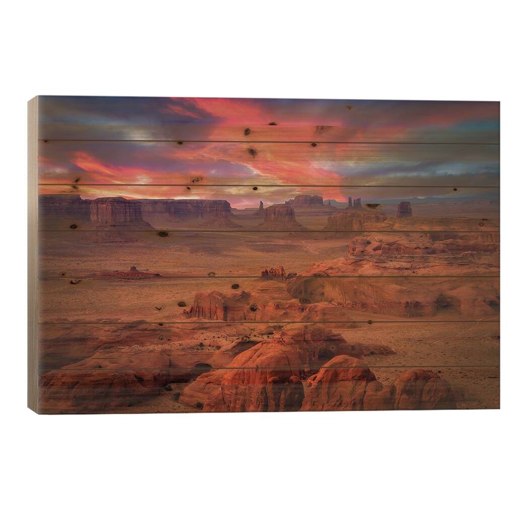 Hunts Mesa Print On Wood by Michael Zheng - Multi-Color