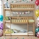 preview thumbnail 1 of 14, Detachable Rubber Wood Triple Bunk Bed with Ladders,Guardrails,Twin over Twin over Twin