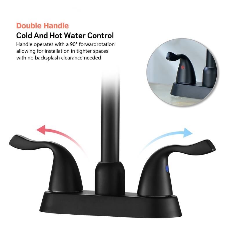 Modern 2 Handle Bathroom Sink Faucet with Pop-Up Drain and 2 Water Supply Lines, Anti-Corrosion and Scratch Resistant