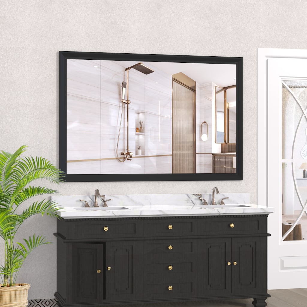 60"x40" Oversized Modern Rectangle Bathroom Mirror with Frame Decorative Large Wall Mirrors